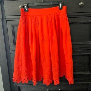 LIKE NEW Eva Mendes Pocketed Floral Embroidered Skirt - Red - Sz Medium